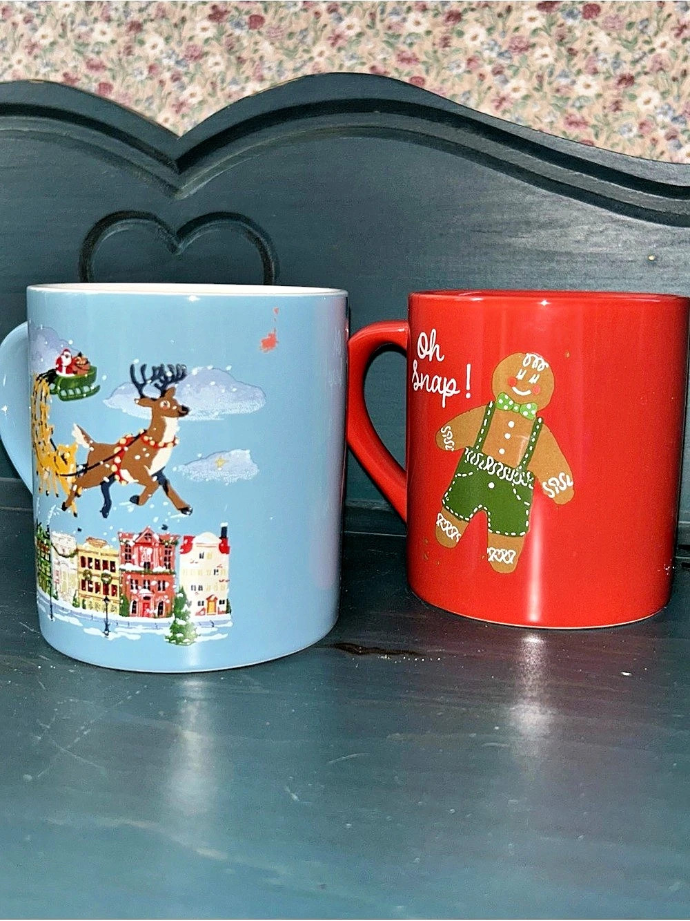 Threshold Coffee Mugs; Gingerbread Man & Santa in Sleigh/Reindeer